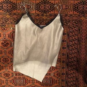 Metallic Gold leather and lace Zara tank